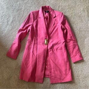 Donna Karen New York Elegant Pink Women's Long Blazer With Accent Button Size 8